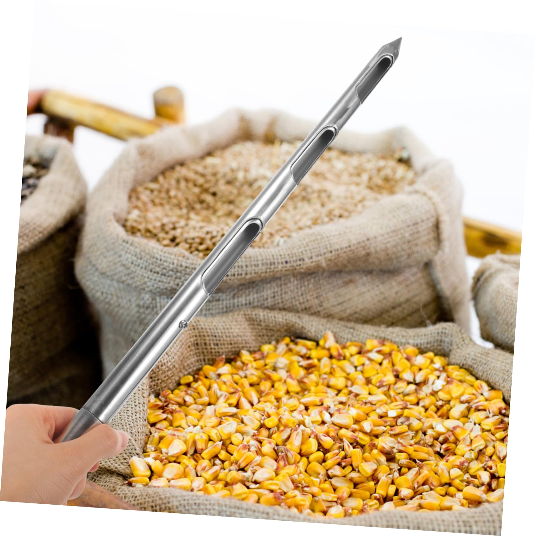 BESPORTBLE Dechado Lanza De Muestreo Muestra De Maíz Muestreador De Sonda De Grano Muestreador De Ranuras De Granos Probador De Suelo Cereal Fertilizante Mango Recto Acero Inoxidable