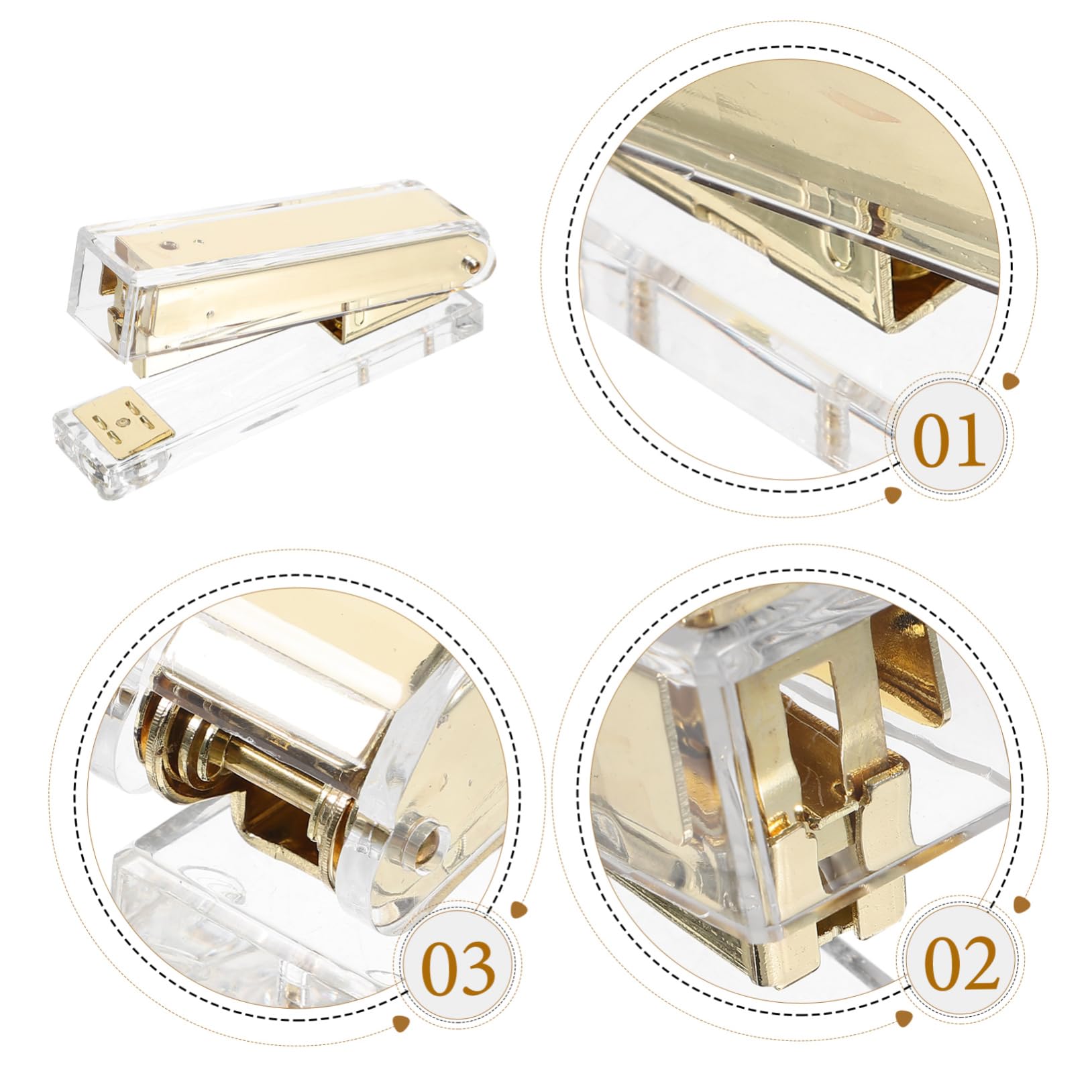 NUOBESTY 4 Stück Transparenter Hefter Unterrichtsmaterialien Hefter Für Den Schreibtisch Hefter Masse Hefter Für Schwere Arbeiten Buchhefter Hefter Bürowerkzeug Büroprodukte Golden Acryl