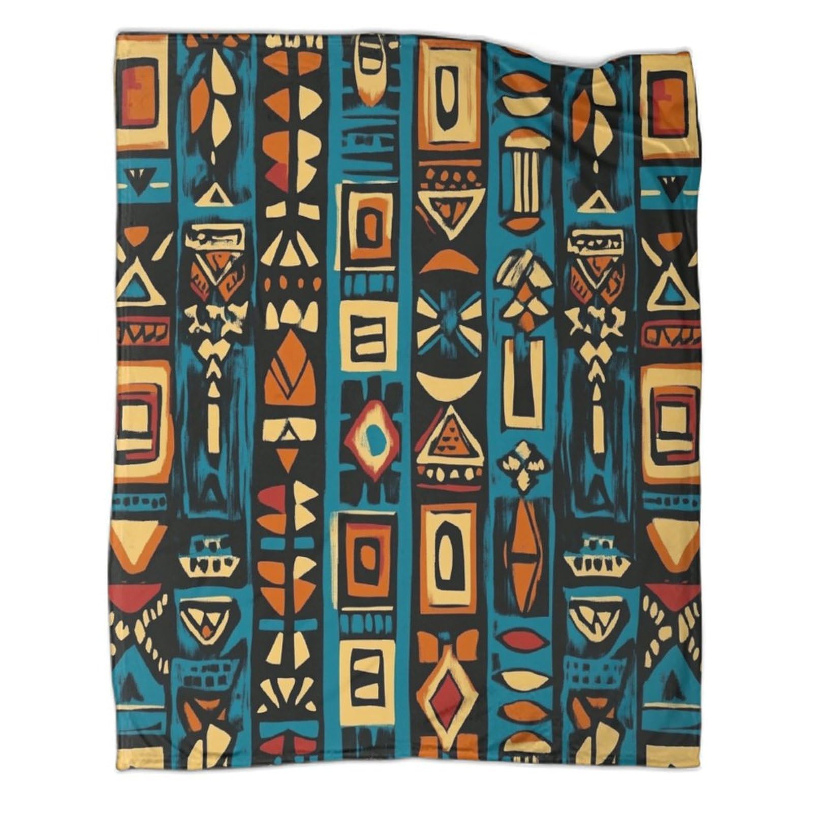 Kaiyun Style-8 African Tribal Patterns Super Soft Blanket | Geometric Shapes Throws | Fluffy And Warmth Comfortable Travel Cover,60X80inch(150X200cm)