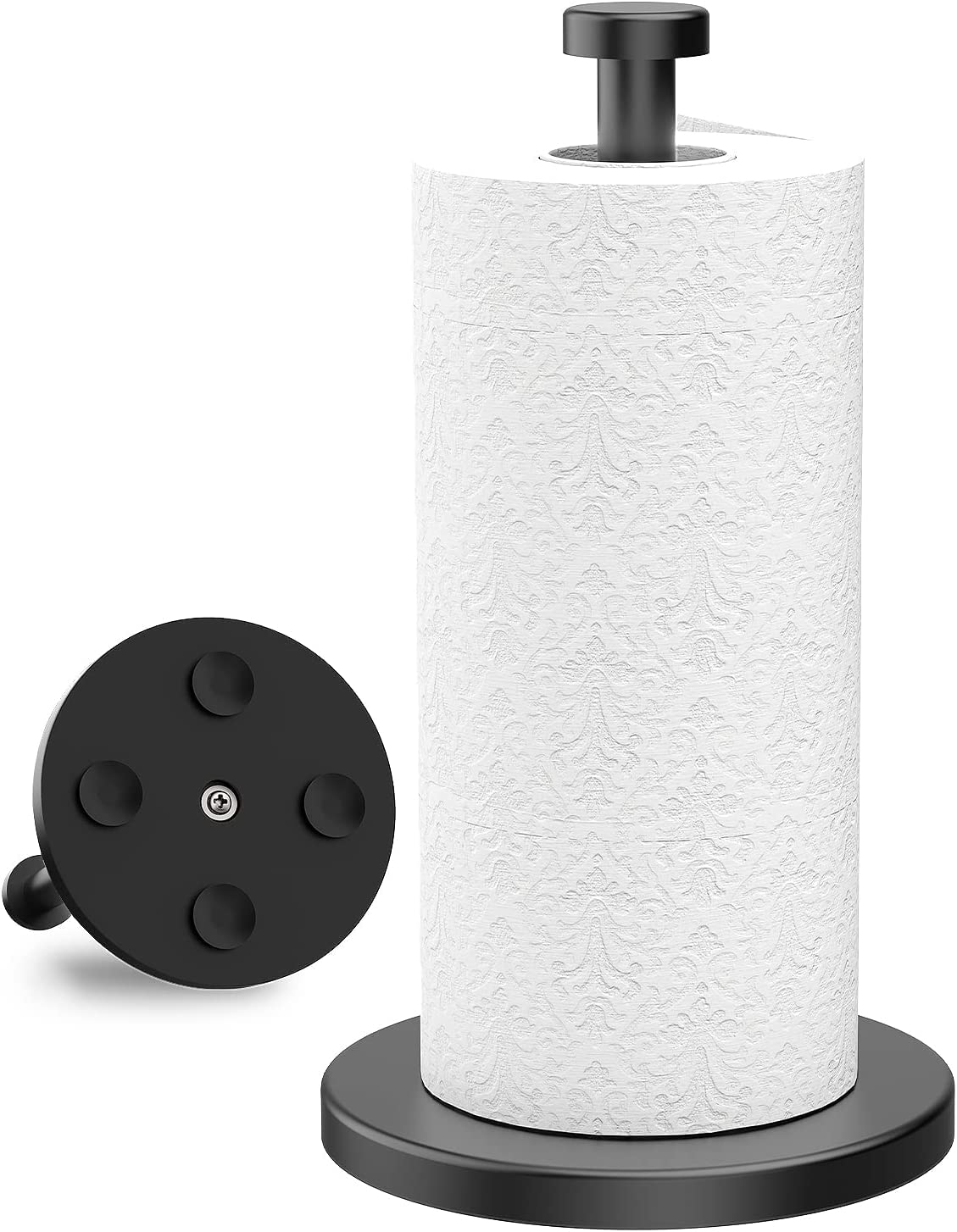 THMINS Paper Towel Holders, Brushed Finishing, Paper Towels Rolls for Kitchen, Self-Adhesive Under Cabinet Kitchen roll Holder, Both Available in Adhesive and Screws (PaperTowelHoldersblack2)