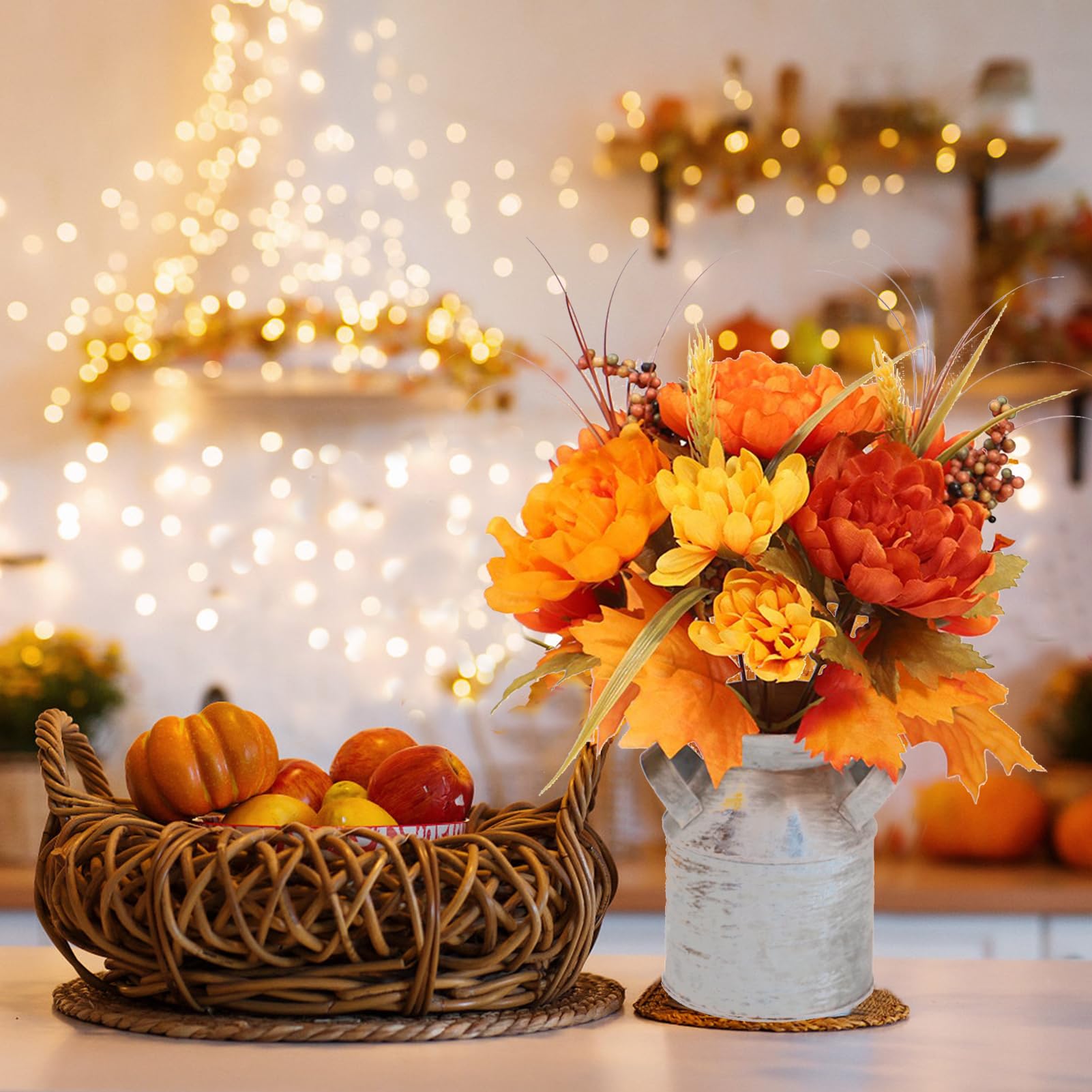 JOZMMZEOOA Fleurs Artificielles Deco 12 Pièces Automne Bouquet Fleur Artificielle Décoration Automne Fausse Plante Interieur,pour Plantes De Balcon Fleurs Soie Branches D'automne