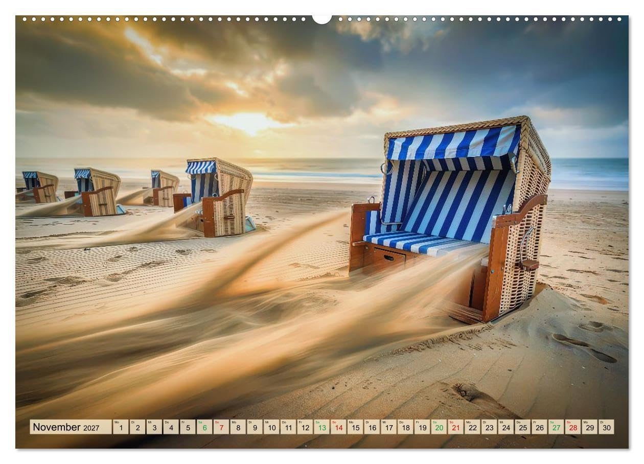 Inselmomente im Wind (Wandkalender 2027 DIN A2 quer), CALVENDO Monatskalender: Inselidylle im Spiel des Sturms zeigt jene seltenen Momente, in denen ... Himmel, Wind, der Geschichten trägt.