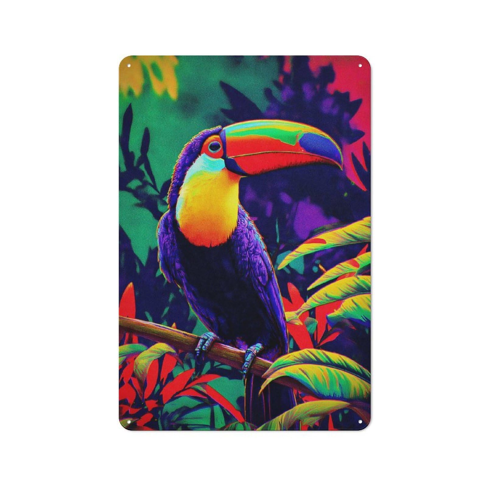 Vibrant Toucan in Tropical Paradise -8 Retro-style Tin Sign 30x20cm for Café Or Restaurant, for Cooler-season Styling in Café And Restaurant