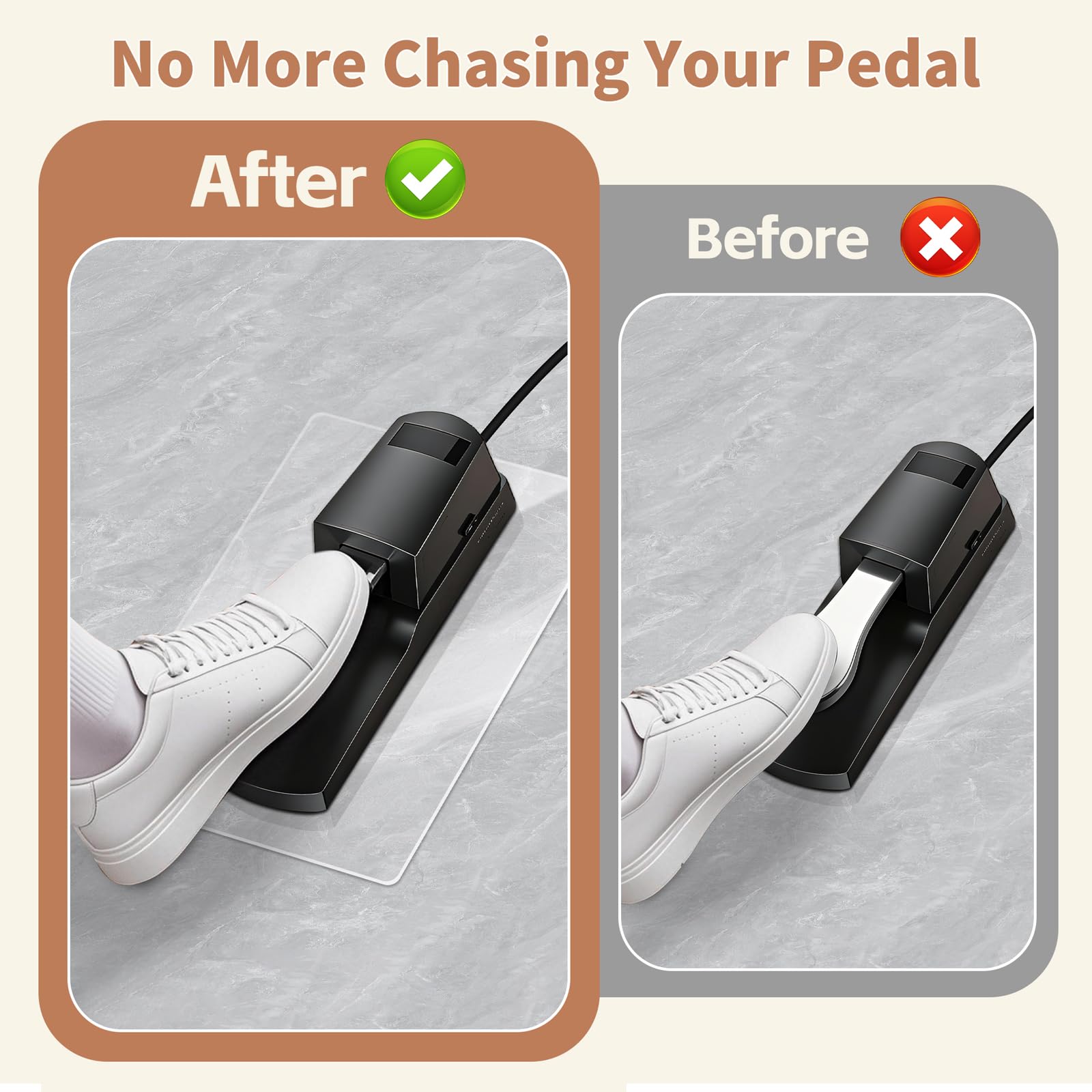Rutschfeste Klavier-Pedalmatte – Premium Clear Keyboard Sustain Fußpedal Stützpolster für verbesserte Stabilität, Teppich- und Hartholzbodenschutz (25,4 x 19,1 cm, 1 Stück)