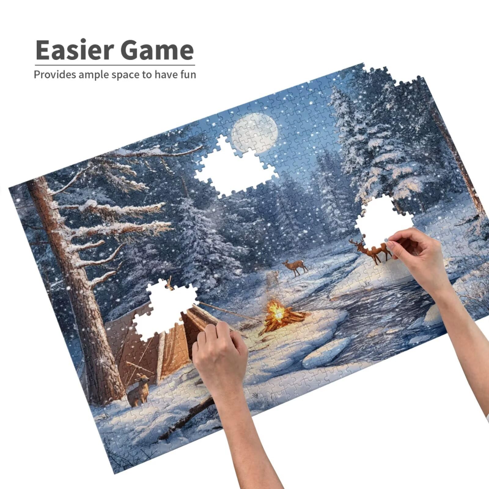 Puzzle zimowe, 6000 elementów, las, puzzle dla dorosłych, z pudełkiem na prezent, duże drewniane puzzle dla dorosłych, gra zręcznościowa dla całej rodziny, prezenty dla kobiet, 105 x 180 cm, 1257y