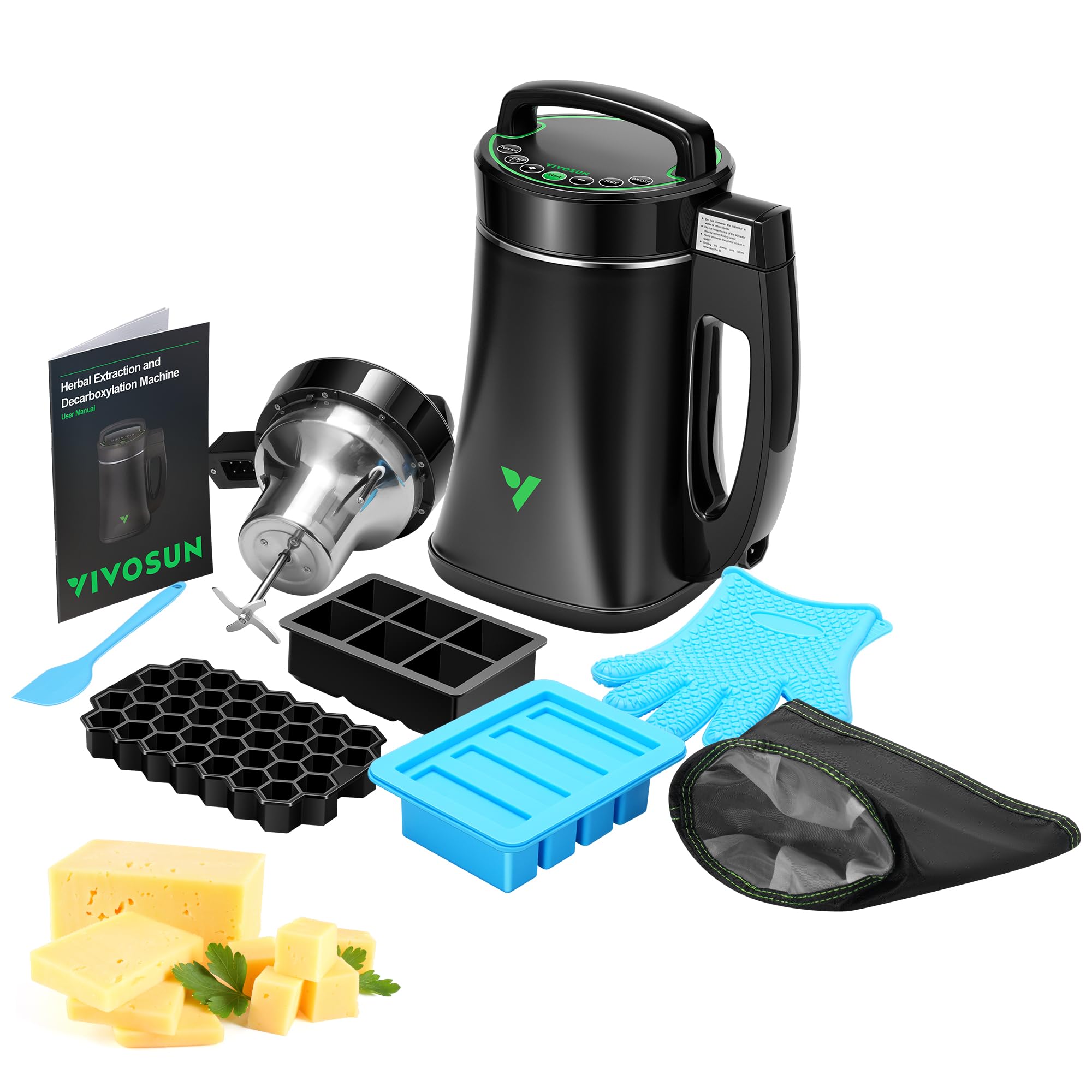 VIVOSUN Kräuter-Decarboxylierungs- und Infusionsmaschine, botanischer Extraktor und Infuser zur Herstellung von Butter, Öl und Tinkturen, inklusive Rezepten und Zubehör | Botanischer Extraktor und Teesieb zur Herstellung von Butter, Öl und Tinkturen, inkl