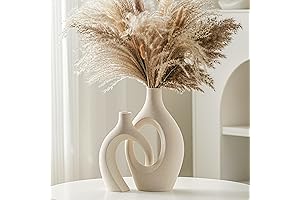 Mid-Century Modern Boho Ceramic Vase Set of 2 for Home Decor