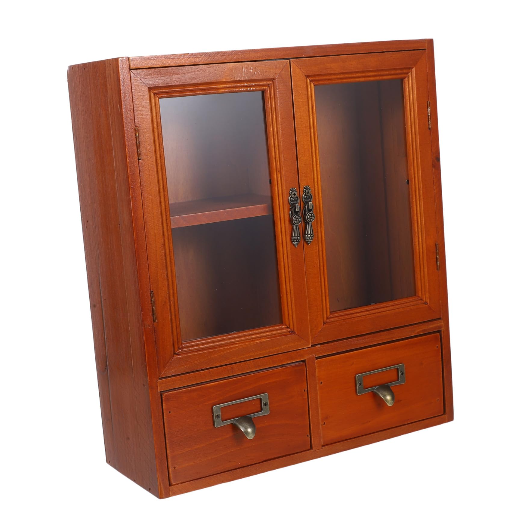 Vintage Kleines Schränkchen Holz mit Doppeltüren Großer Aufbewahrungsschrank für Wohnzimmer und Küche Niedriger Wandschrank im Klassischen Stil