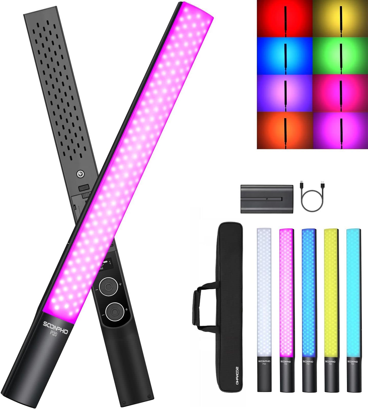 Luce LED Video RGB Stick Rotante 360° - Mini, Magnetica, Con Batteria, 2500-9000K Per Foto E Video - Foto 9
