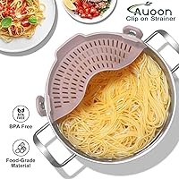 Vista 2 de AUOON - Colador grande con clip para todas las ollas y sartenes, colador de silicona de gran tamaño, diseño familiar, colador de pasta, colador
