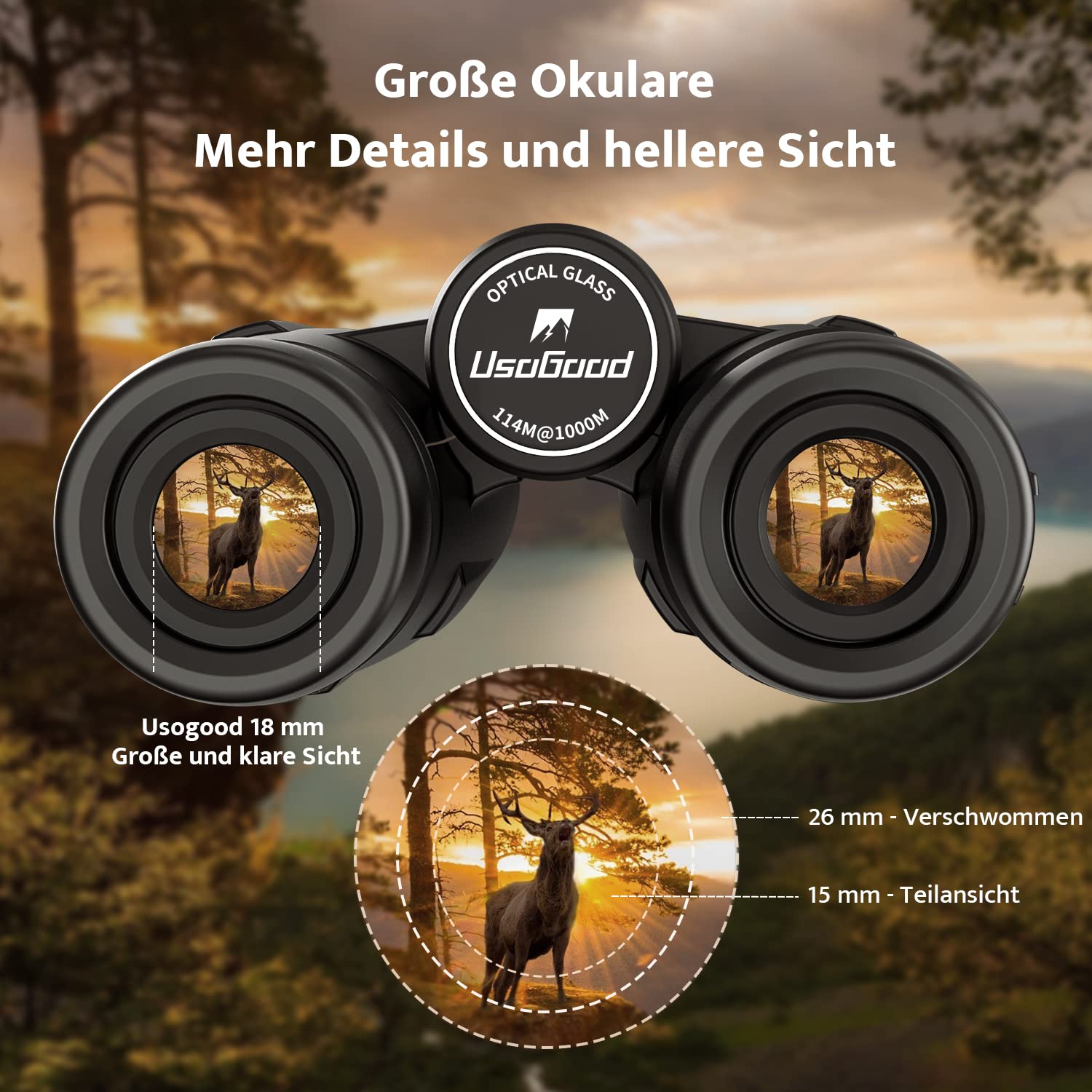 Usogood Fernglas 10x42 HD mit BAK4 HD Prisma + FMC Objektiv, 3 Jahre Garantie, Ferngläser mit Telefonadapter für Fotografie, Fernglas Erwachsene für Vogelbeobachtung, Jagd, Wandern, Safari