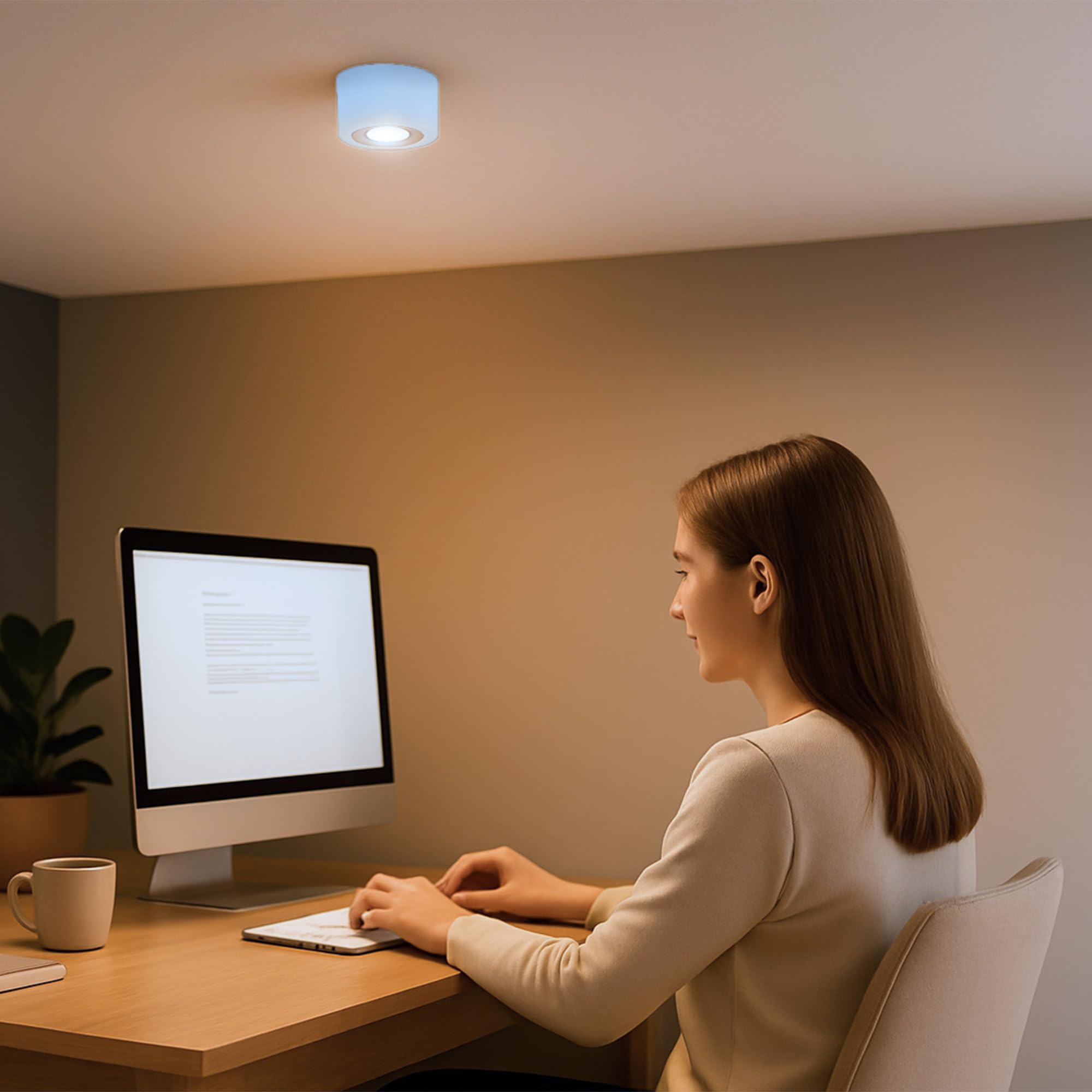 SSC-LUXon 4 x LANTI Aufbauspot weiß rund silber Innenring – schwenkbarer Strahler mit LED 4W neutralweiß 230V – Spot für Wohnzimmer & Küche