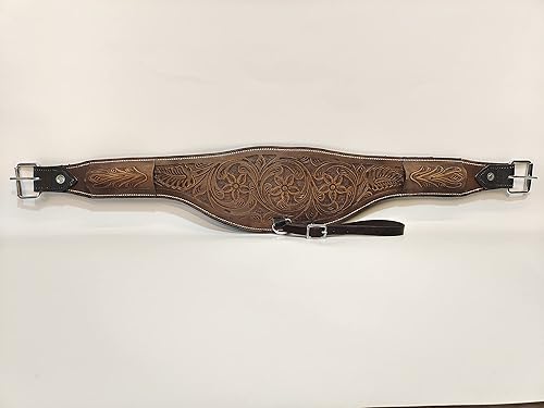 ME Enterprises Correa de cincha trasera, correa de asiento de caballo occidental, correa de sujeción de flanco, correa de cuero suave. Longitud de