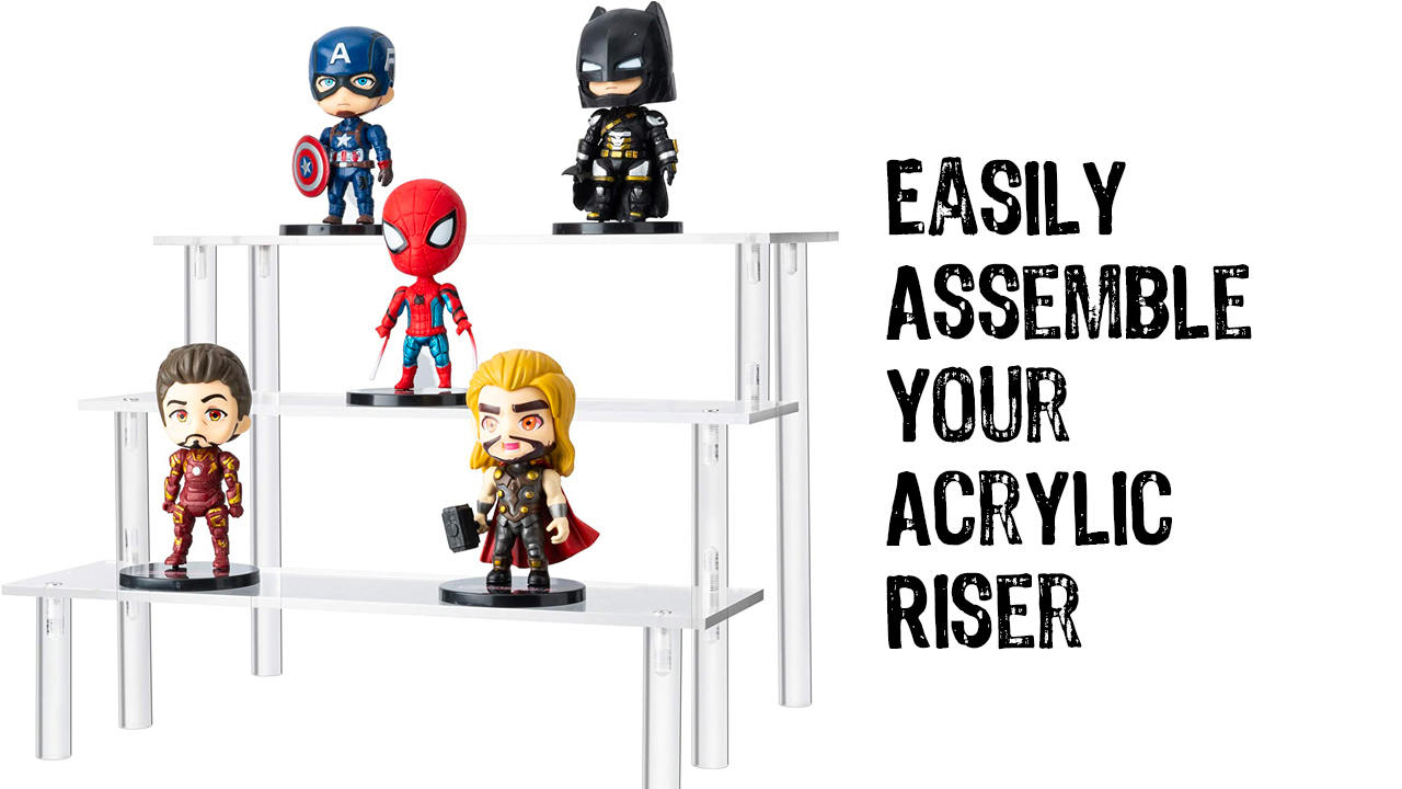 NiHome Espositore in acrilico, 9 ripiani per figure Funko POP, organizer per profumi, cupcake, dessert, oggetti da collezione, gioielli, espositore in acrilico per decorazione e organizer