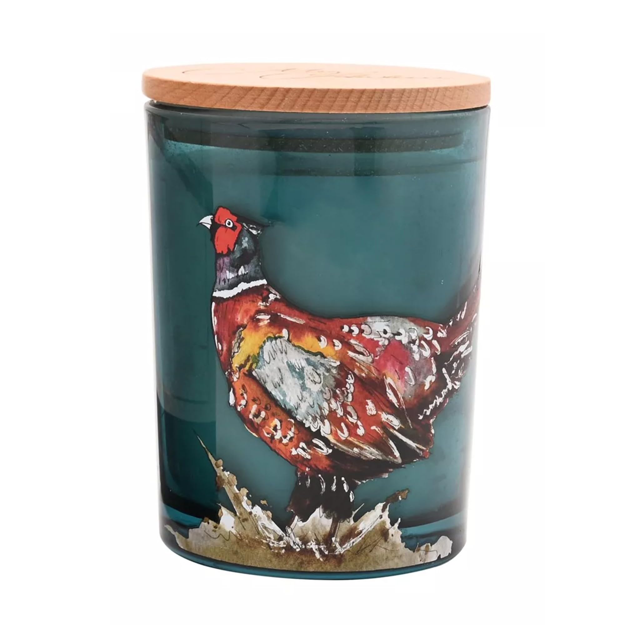 Meg Hawkins 250g Candle – Glass Jar with Watercolour Wildlife Design – Luxury Fragranced Home Décor Gift. (Pheasant - Rosehip & Birchwood)