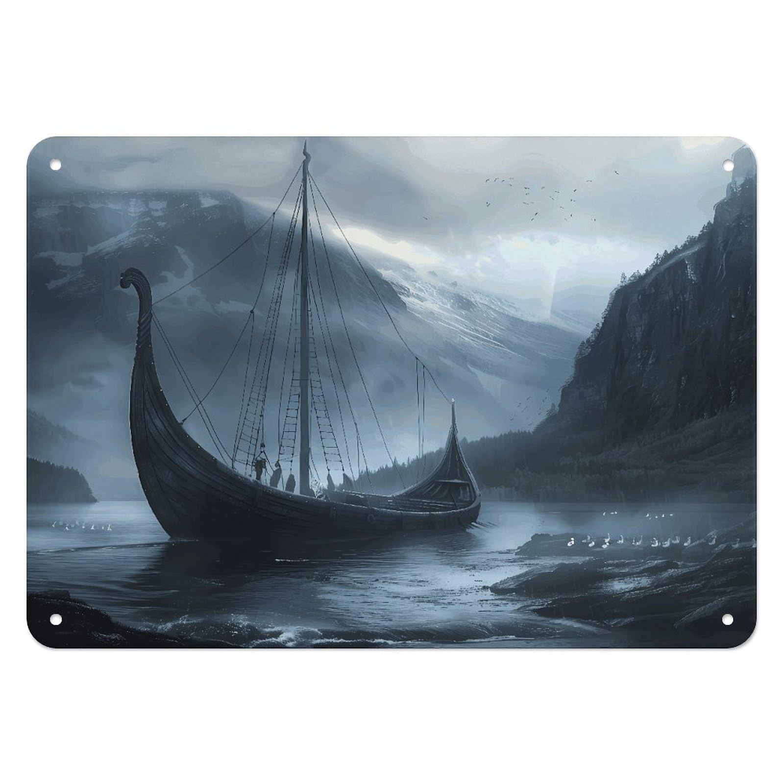 Fekiloot Style Vikings Boat Wall Decor Iron Painting Metal Sign