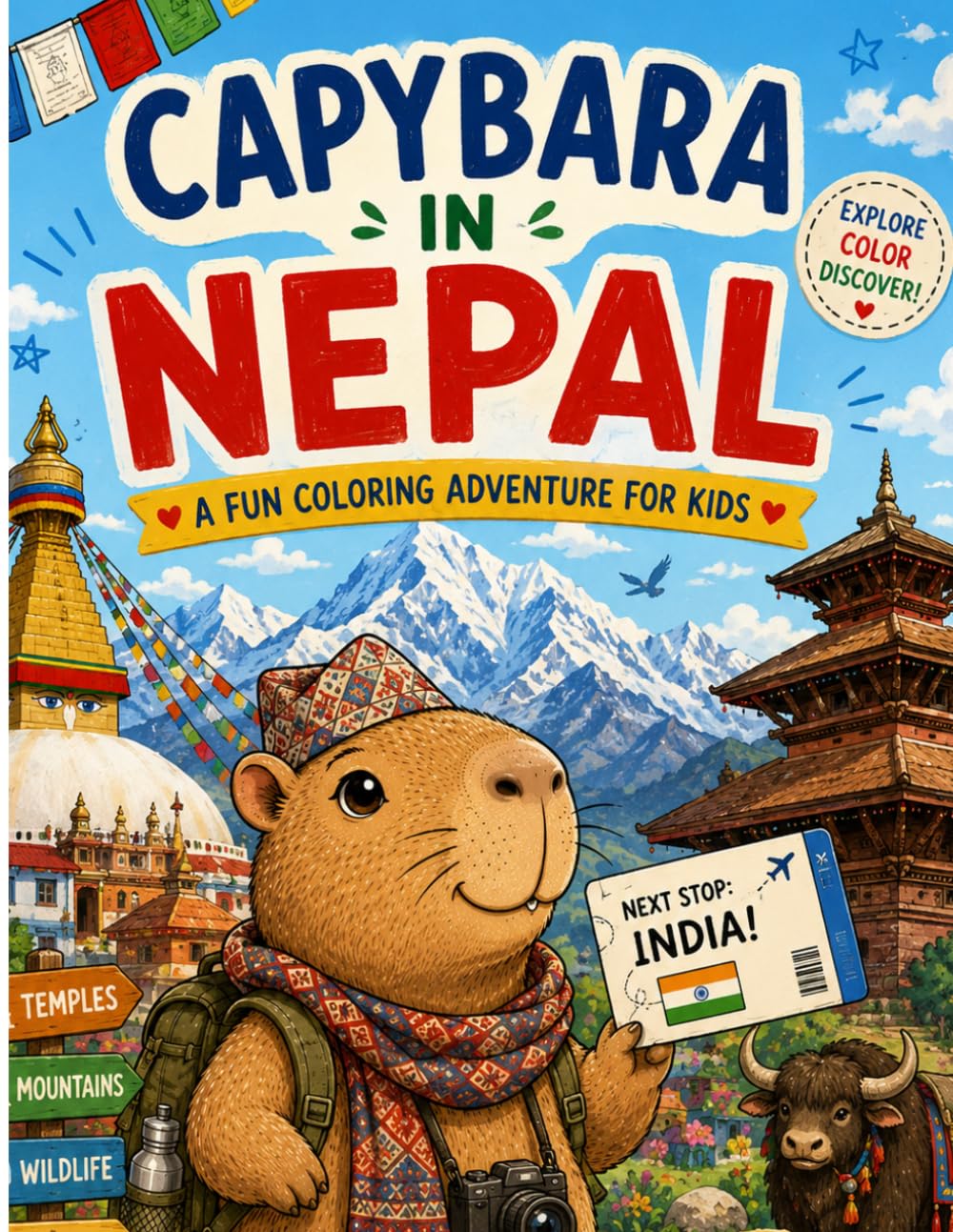 Capybara in Nepal: A Fun Coloring Adventure for Kids (Capybara Around the World)