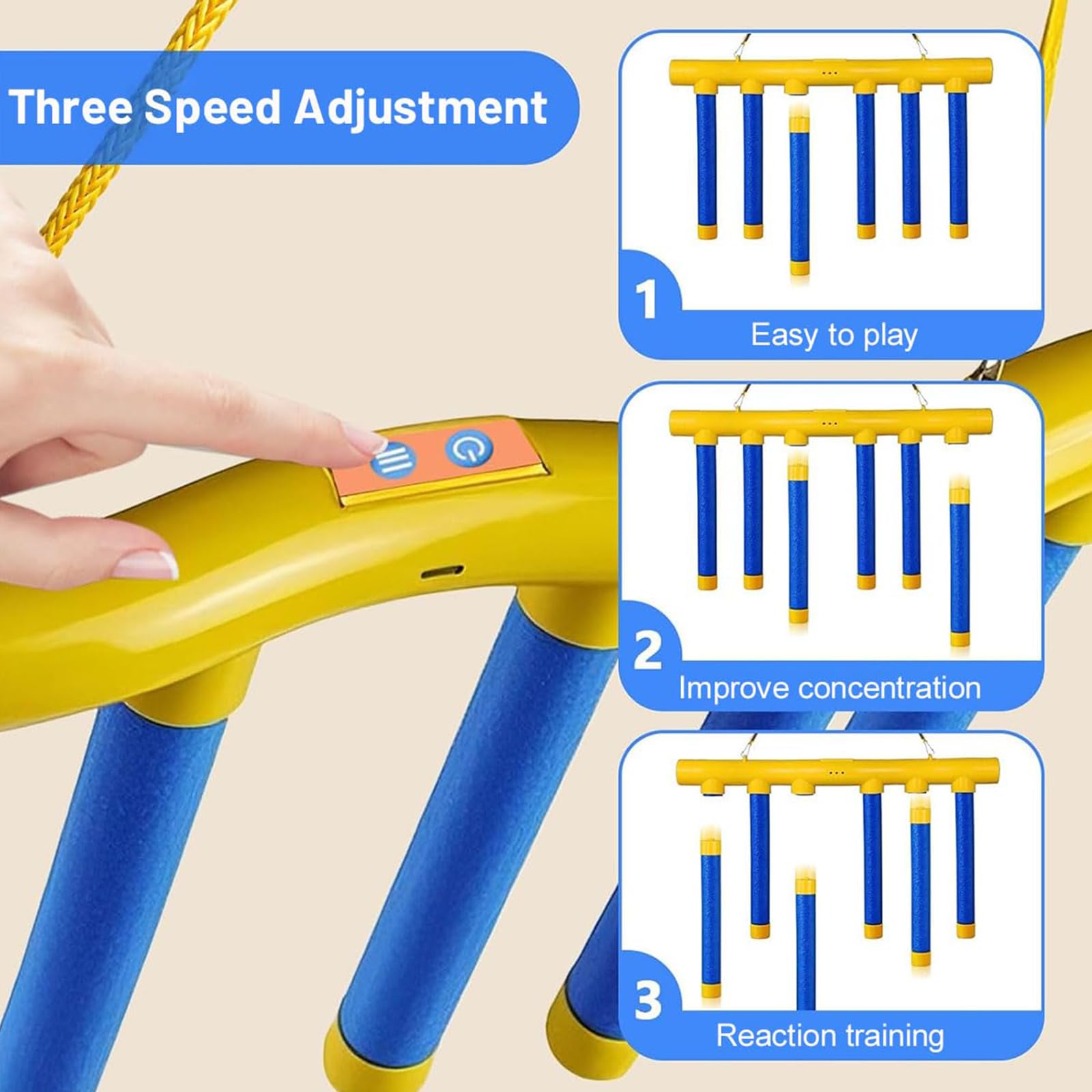 Gioco di Reazione Bastoncini da Afferrare, Giocattolo Coordinazione Occhio-Mano con Telecomando, 3 velocità Regolabili Sfida di velocità per Bambini Famiglia Festa Indoor Outdoor