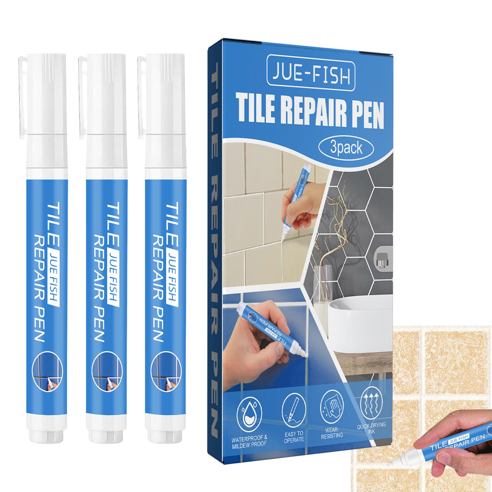 Kresal 3Pcs Tile Grout Pen Repair Pen Set, Grout Pen White Tile Paint Marker, Waterproof Grout Colorant and Sealers Pen, Tile Pen for Wall and Floor Tile Lines - (White) (B0CVRZCCX5) Amazon Price History, Amazon Price Tracker