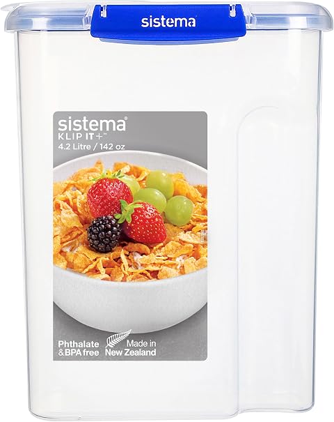 Sistema KLIP IT PLUS contenitore per cereali | Contenitore ermetico per alimenti da dispensa da 4,2 litri | Senza BPA