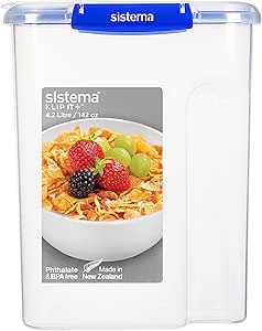 Sistema KLIP IT PLUS Schüttdosen fur Müsli/Cornflakes | luftdichter 4,2 l fassender Vorratsbehälter für Lebensmittel | BPA-frei [881450]