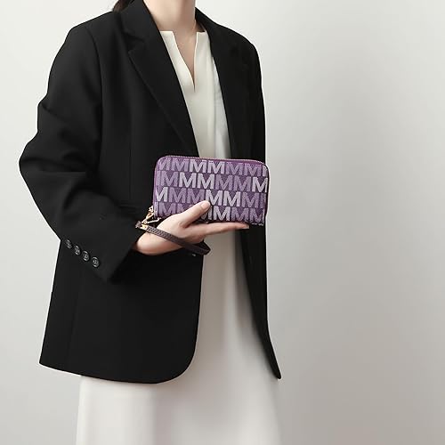 Miniatura 10 de MKF Collection Cartera de pulsera para mujer bolso pequeño de piel sintética bolso de mano con doble cremallera bolso de mano con múltiples