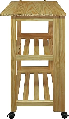 Miniatura 4 de Casual Home Carrito de cocina natural plegable Trek, 27 pulgadas de ancho (372-30)