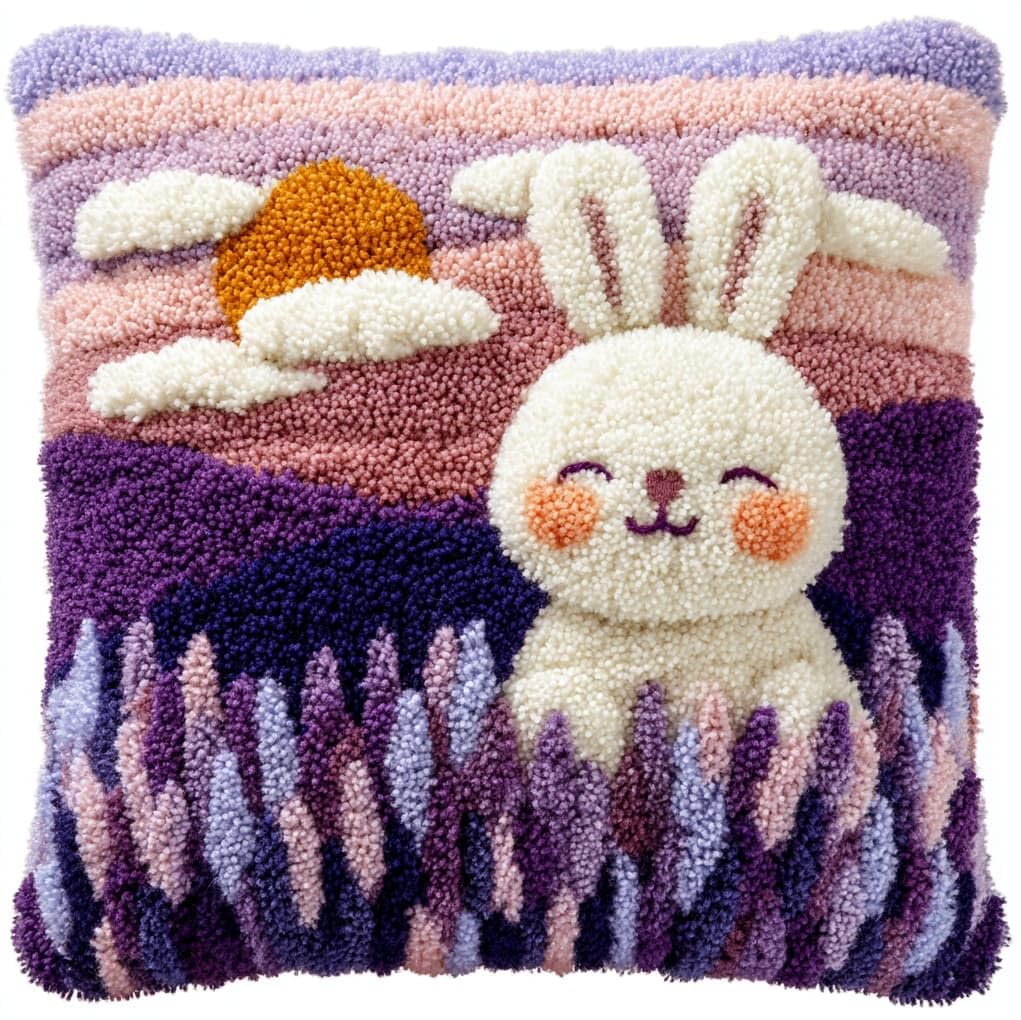 WallustrioaW Latch Hook Cushion Kits for Adults,Lavender and Rabbit
