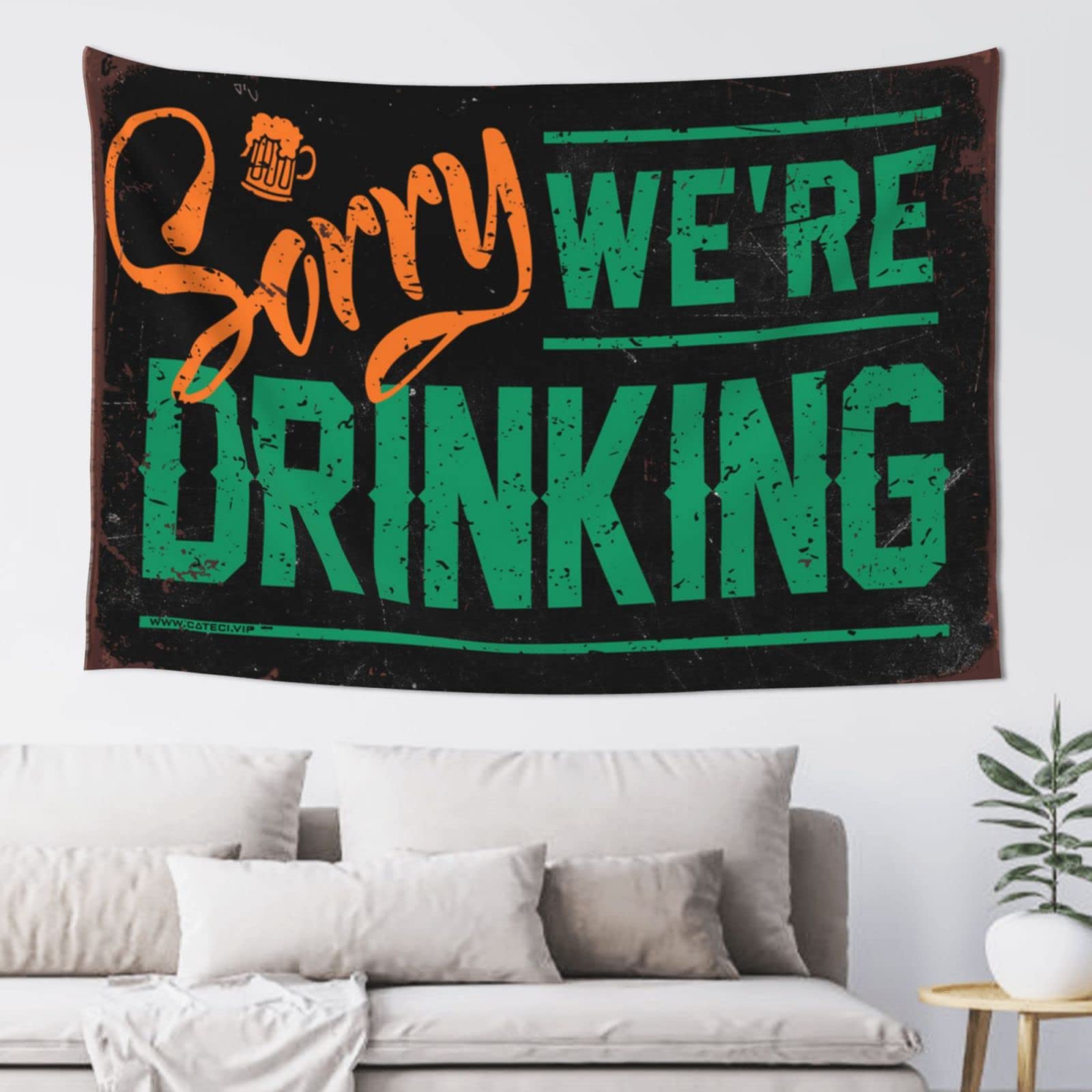Dsocuiubos Stuff for Your Room Sorry We're Drinking Tapestry Aesthetic Room Decor Beer Decorations for Man Cave (Size : 100X150CM)
