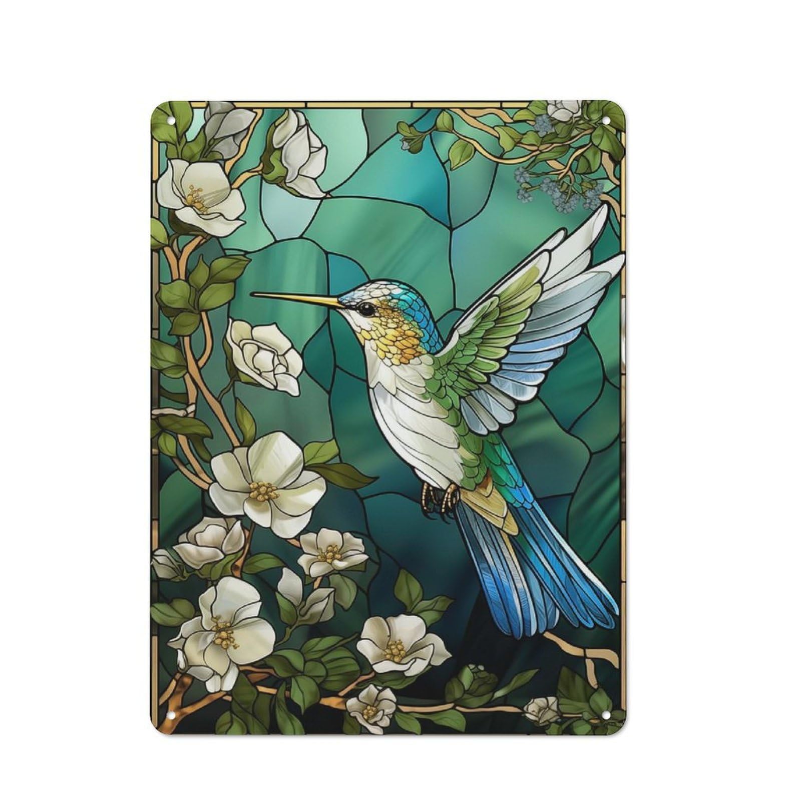 Junmoney Hummingbird Kintsugi Art Vintage Tin Sign 40X30cm For Guest Room Or Hallway, Suited To Home Decor Collectors