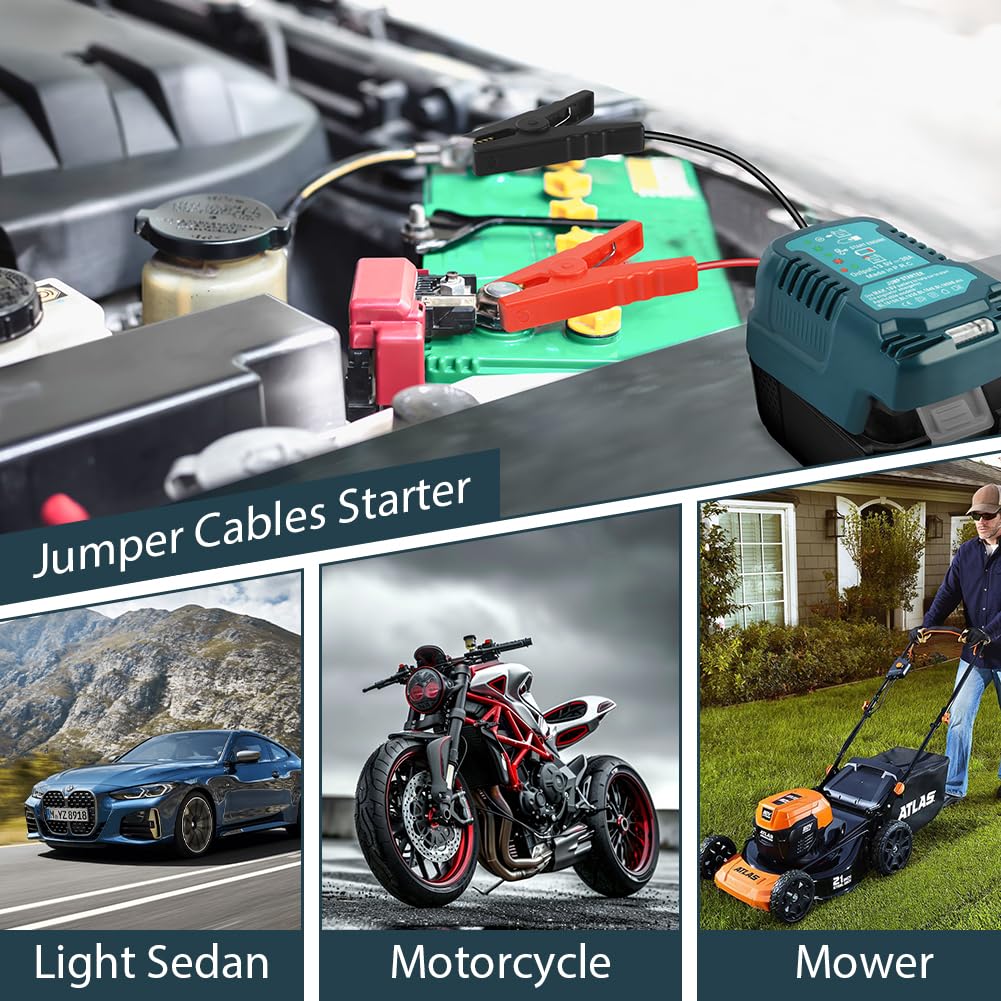 Flintronic Auto Starthilfe Powerbank Adapter für Makita Einhell 18V Akku, 12V Starthilfe Powerbank, Tragbarer Batterie Booster Adapter, Batterie Jump Starter, für Autobatterien, Jump Starter Auto