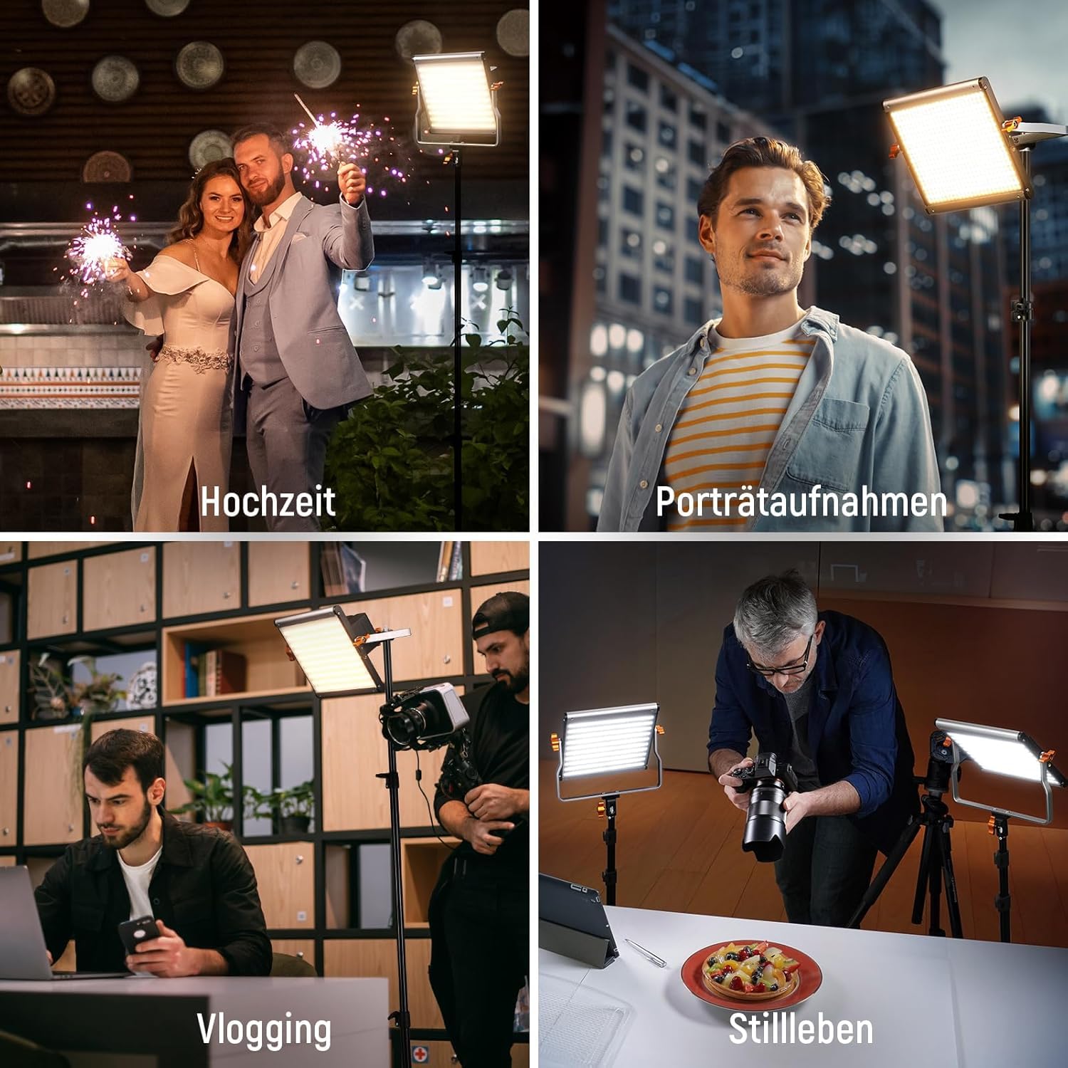 NEEWER 2er Pack dimmbares zweifarbiges 480 LED Videolicht und Ständerbeleuchtungsset beinhaltet: 3200-5600K CRI 96+ LED Panel mit U Halterung, 75" Lichtstativ für YouTube Studiofotografie, Videos