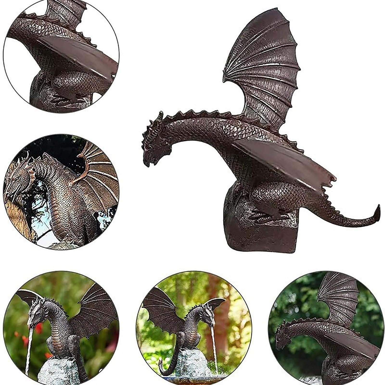 Fontana da esterno a forma di drago - Statua da giardino a forma di drago sputacchiere for laghetti koi, cortili e giochi d'acqua (design resistente alle intemperie)