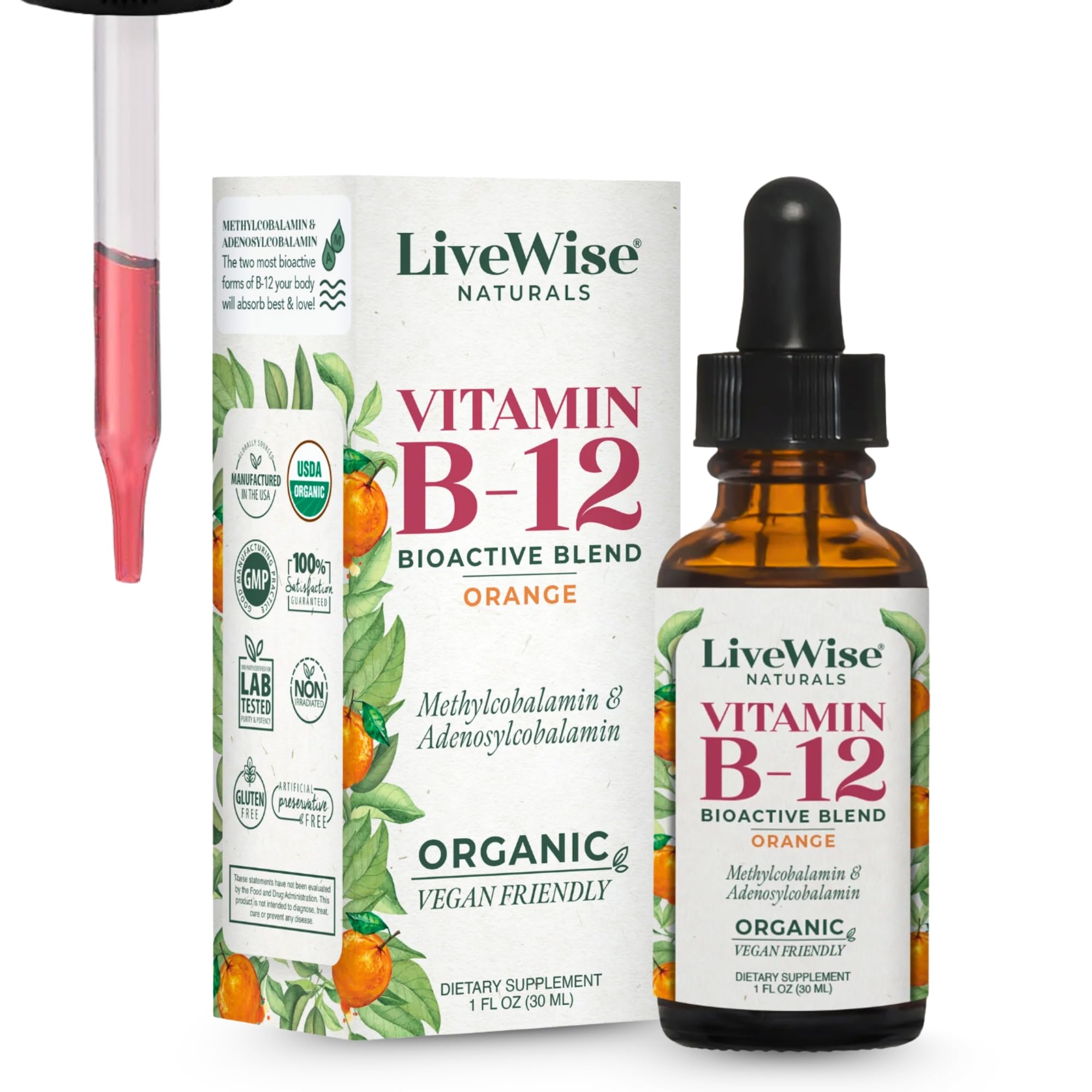 Liquid B12 Vitamin Sublingual – All-Natural Liquid Vitamin Vegan B12 Drops – Non-GMO Adenosylcobalamin Methylcobalamin B12 Supplement – Boost Your Immune System, Metabolism, Energy and Focus!