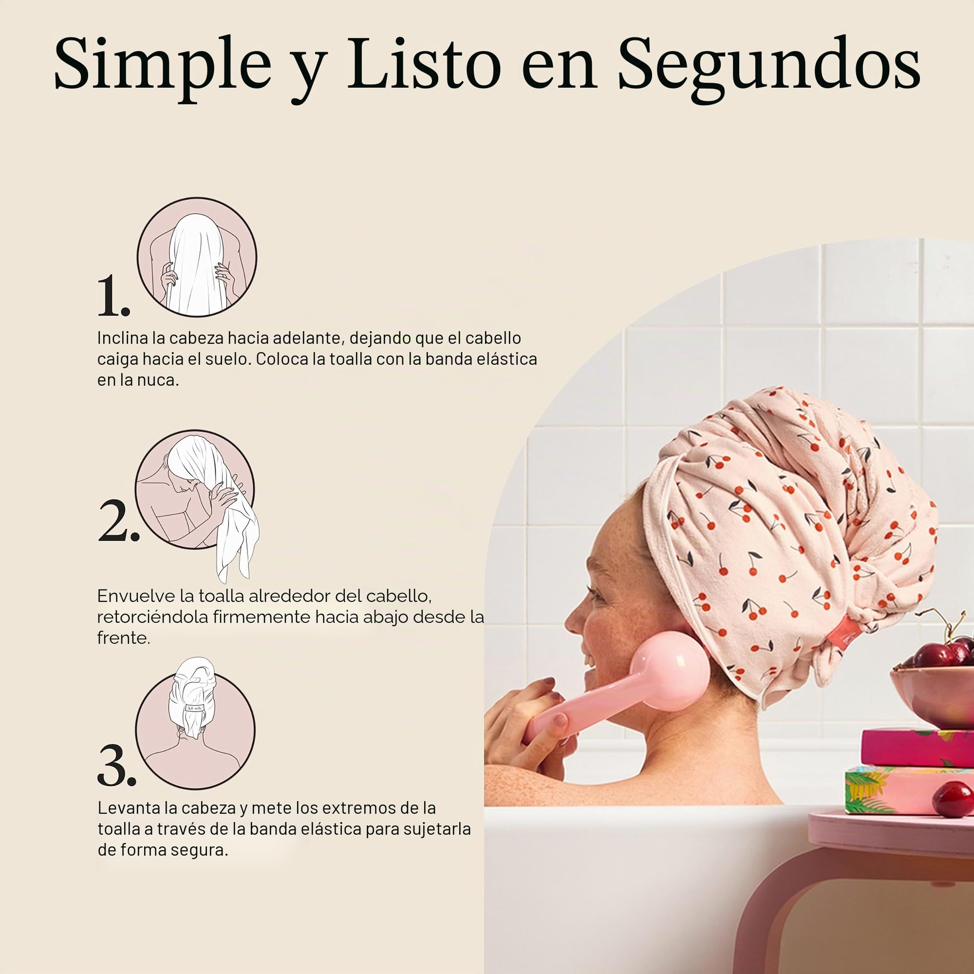 Kitsch Toalla de microfibra XL para mujer, toalla de microfibra, súper absorbente, de secado rápido, antiencrespamiento, para cabello largo y corto, turbantes para mujer, envoltura de cabello húmedo y