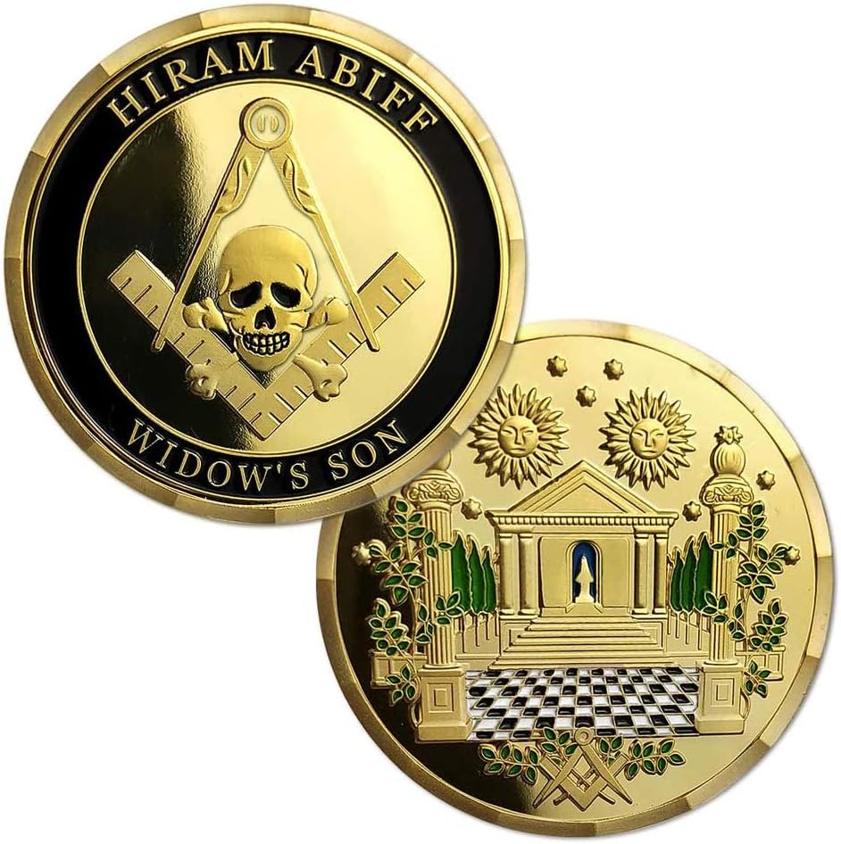 AomcisiMasonic Challenge Coin Grand Master Hiram Abiff Widow Son Freemason Skull Commemorative Coins Gift