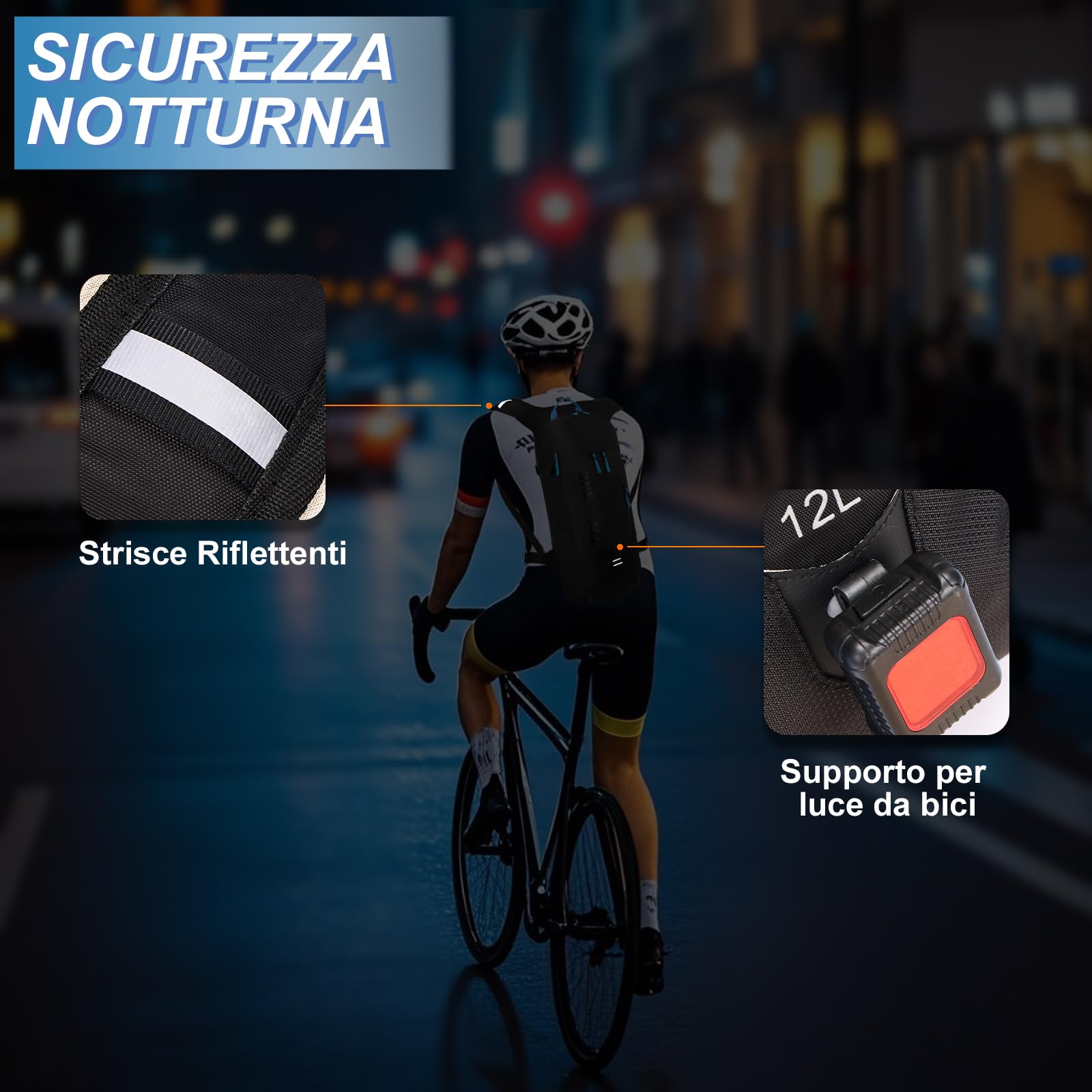 LOCAL LION Zaino MTB, Zaino Bicicletta 6L/12L, Zaini Ciclismo Enduro Leggero con Parapioggia Impermeabile e Copricasco, Zainetti per Idratazione Sciare Moto Running Mountain Bike Unisex Uomo Donna