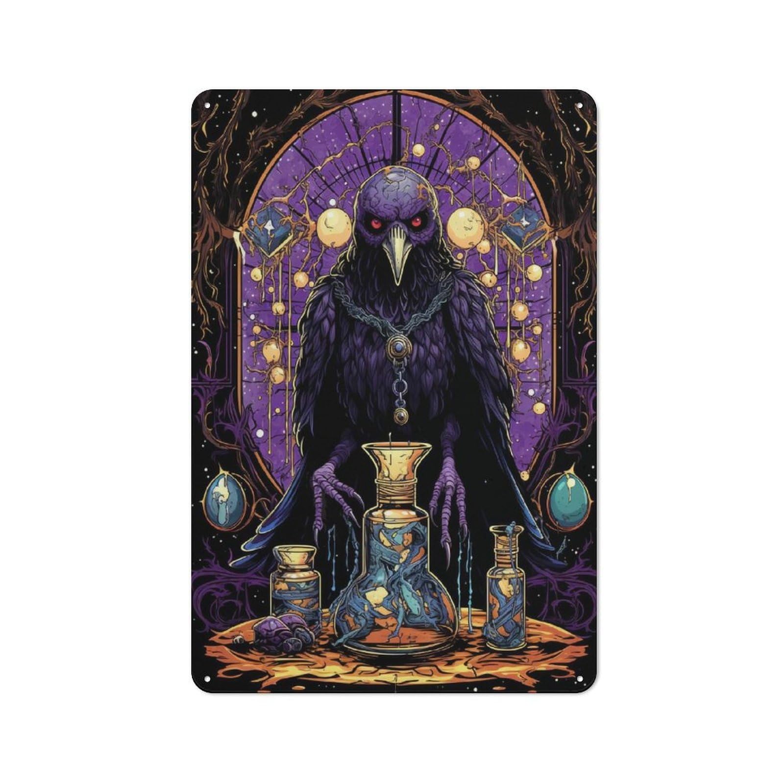 Junmoney Raven Alchemist Vintage Metal Plaque 30X20cm Featuring For Home Bar Wall, A Metal Wall Feature For Home Bars And Entertaining Spaces
