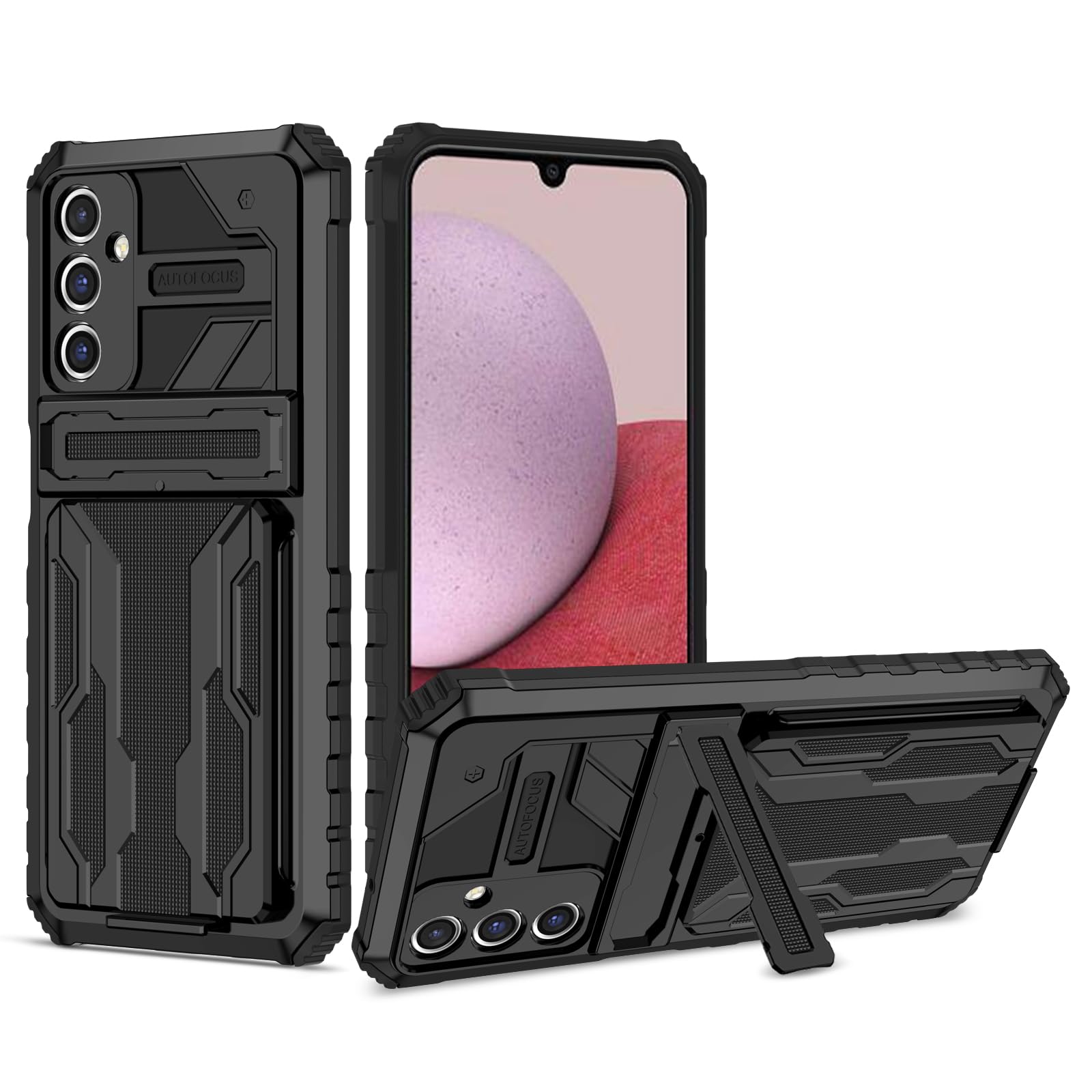 YOUULAR Phone Case Compatible with Samsung Galaxy A15 5G Hard PC+Soft TPU+Bracket+Card Case Shockproof Anti-Drop Protective Phone Cover Military Cases