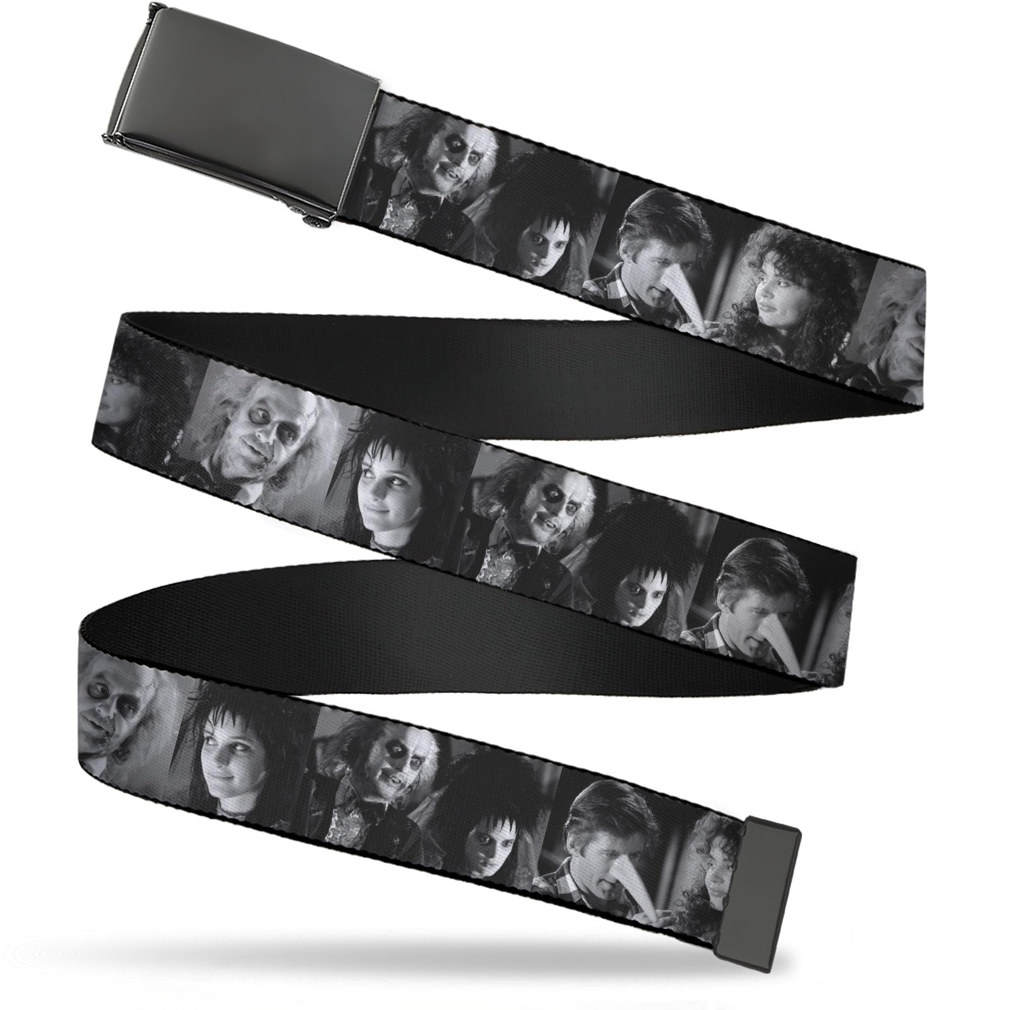 Beetlejuice Belt, Flip Web Belt Beetlejuice Character Face Blocks Black White