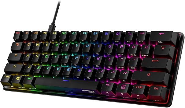 HyperX Alloy Origins 60 - Mechanical Gaming Keyboard - Ultra Compact 60% Form Factor - Tactile Aqua Switch - Double Shot PBT Keycaps - RGB LED Backlit - NGENUITY Software Compatible,Black
