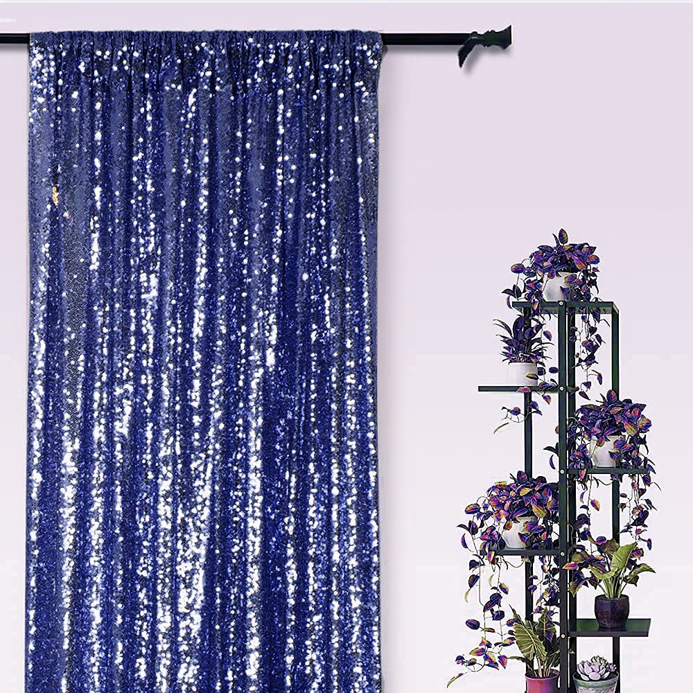 Granatowe zasłony tła z równymi 2 panele 62 x 203 cm brokatowe granatowe zasłony zdjęcie tło impreza ślub baby shower zasłona błyszcząca fotografia tło