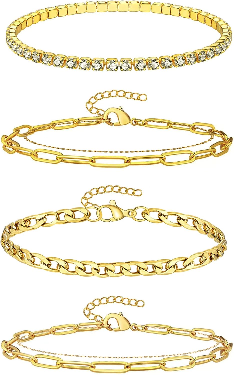 VIBILIA Gold Chain Bracelet Sets for Women Girls Gold