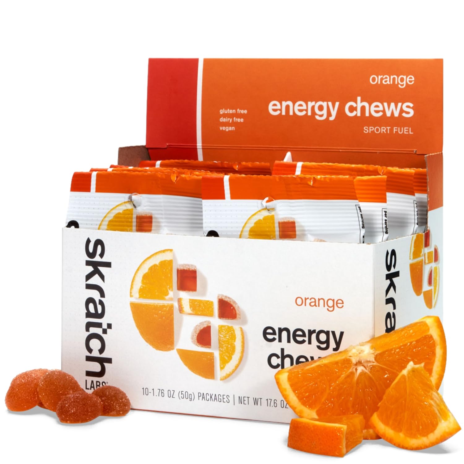 - Skratch Labs Energy Chews | Gummies for Running, Cycling, and Sports Performance | Gel Alternative | Orange (10 Pack) | Gluten Free, Vegan