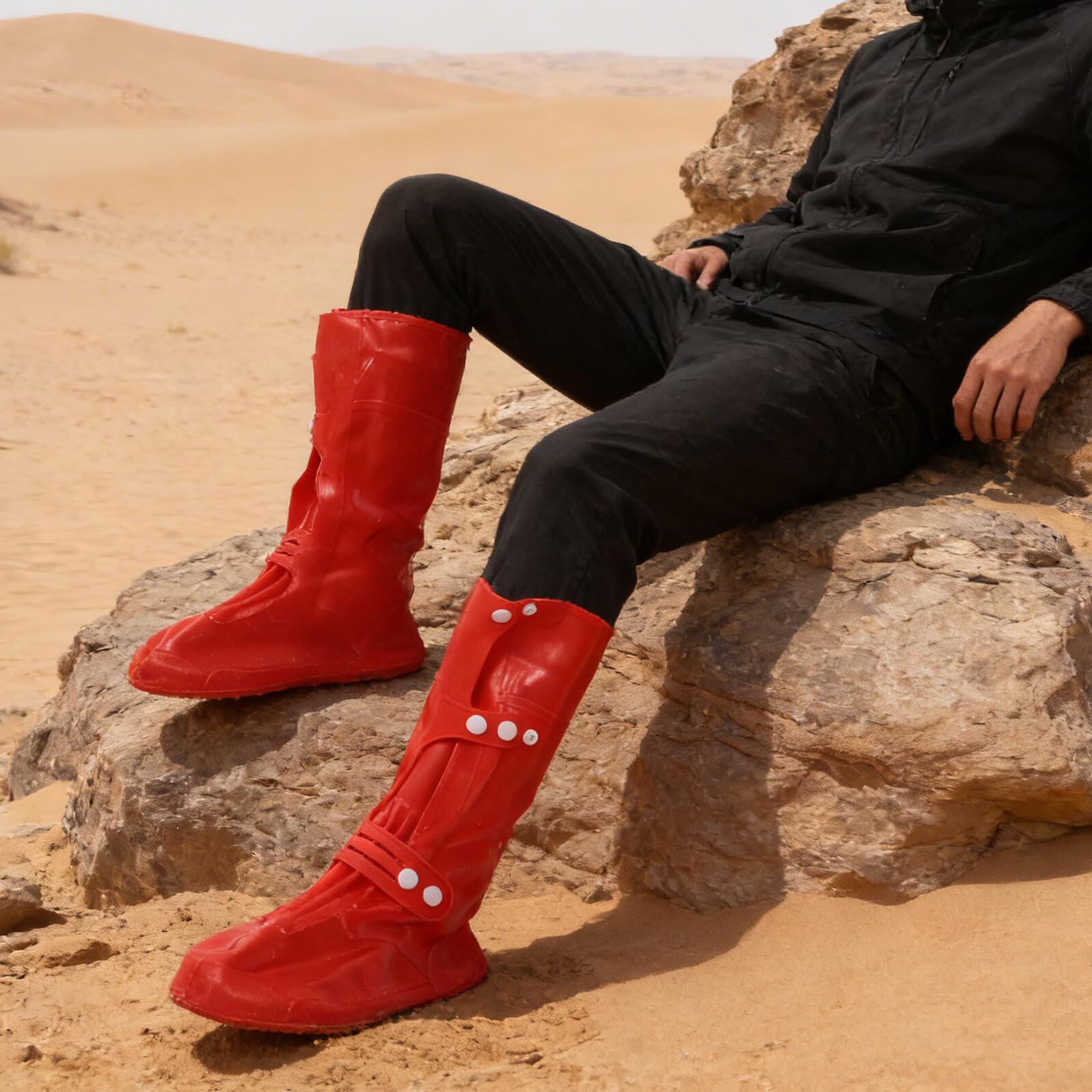 MAGICLULU Guêtres Imperméables et Réglables Rouges pour Randonnée, Protège-Chaussures Anti-Sable Hautes en Nylon Léger, Taille L 590, Adaptées Trekking Désert et Activités Plein Air