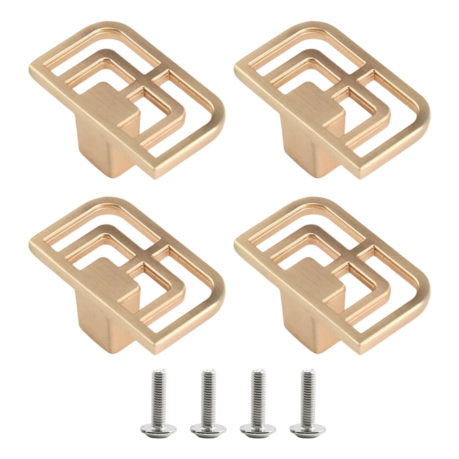 Msioytog Single Hole 4Pcs Metal Dressers Knob Kitchen Cabinet Door Handle Wardrobe Pulls Simple Square Drawer Knob Furniture Hardware Simple Square Drawer Handles Dressers Replacement