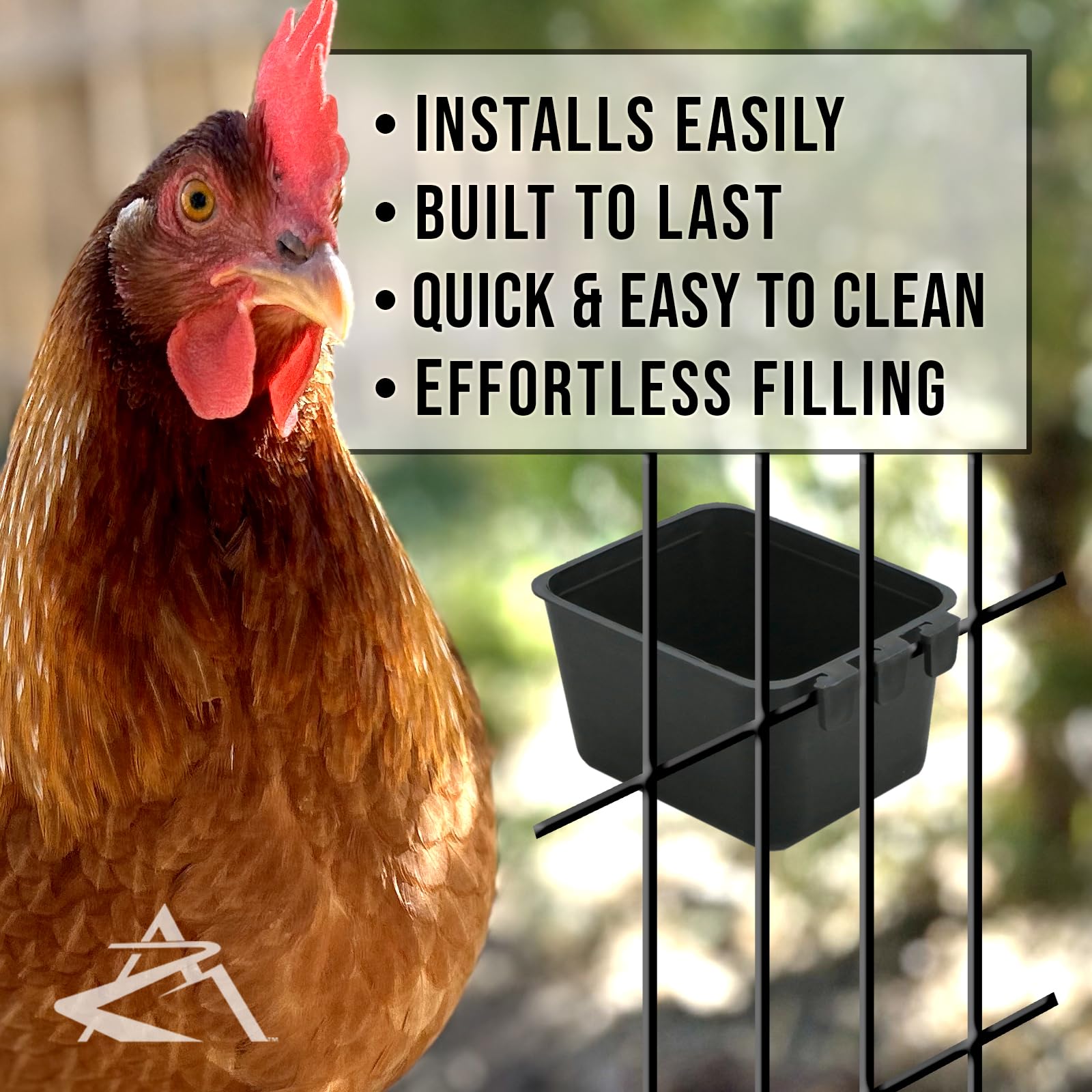 The ROP Shop | Lot de 36 gobelets cage noirs pour nourriture et eau pour volailles, canards, oiseaux, hamsters