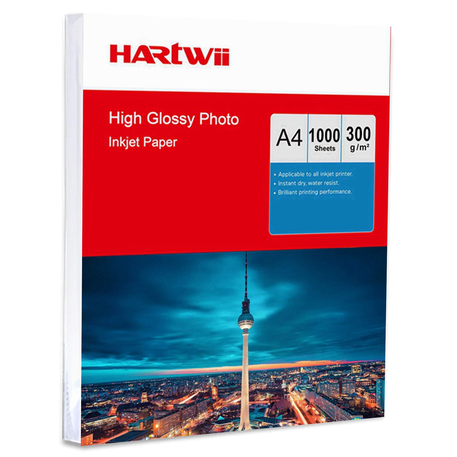 A4 Thick 300Gsm Photography Paper -1000sheets High Glossy Super White Inkjet Paper for Inkjet Picture Printing Hartwii