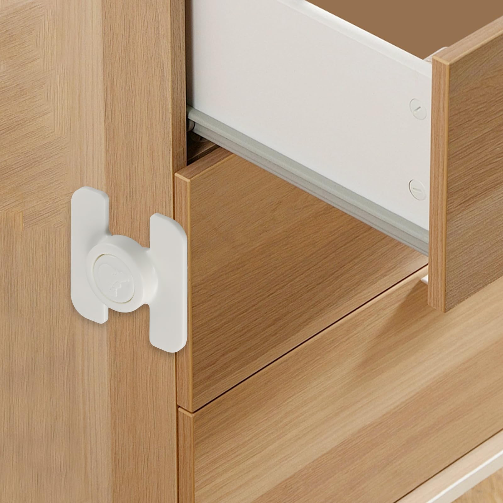 Sécurité Placard Enfant 8 Pièces, Bloque Porte Bébé sans Percage, Protection Meuble Bébé et Cadenas Frigo, Verrous Blancs pour Cuisine