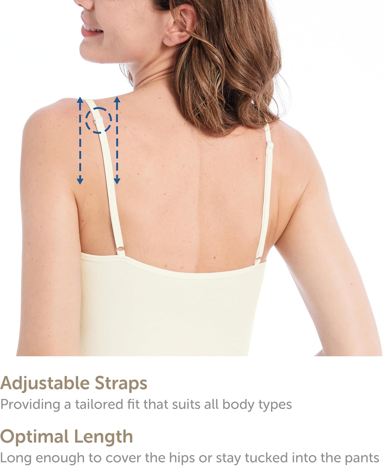 Comfneat Women's 4-Pack Slim-Fit Camisoles Cotton Adjustable Spaghetti Strap Top Underwear - Image 5